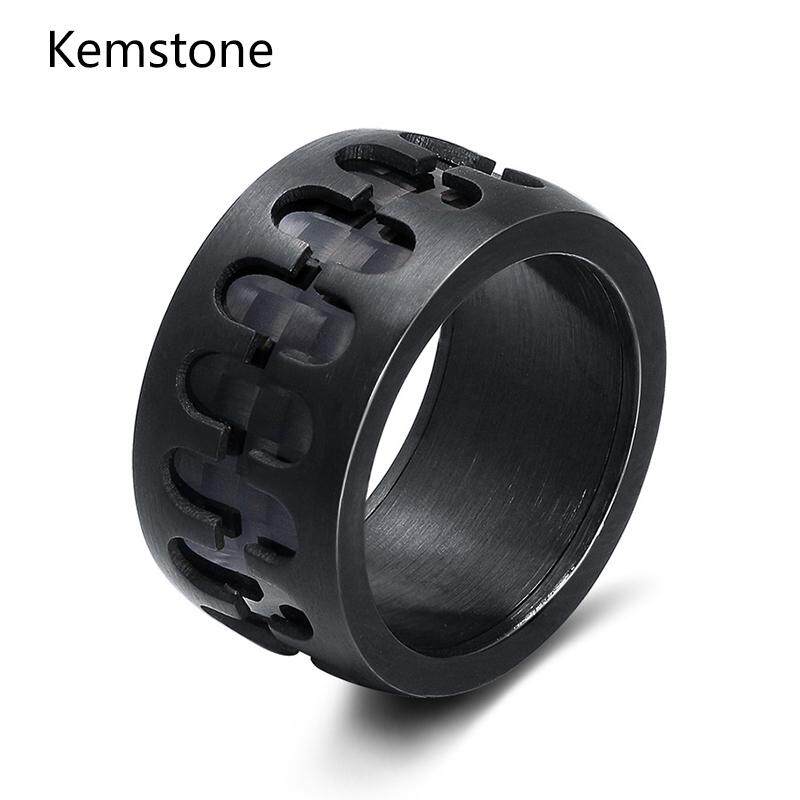 Kemstone Creative 12MM Black Titanium Steel Carbon Fiber Rings - intl