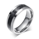 Kemstone New Carbon Fiber Men Ring Stainless Steel Ring