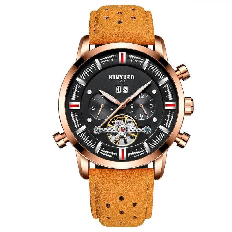 KINYUED Business Watch 3ATM Water-resistant Automatic Mechanical Watch Luminous Genuine Leather Wristwatch Male Relogio Musculino Calendar Malaysia