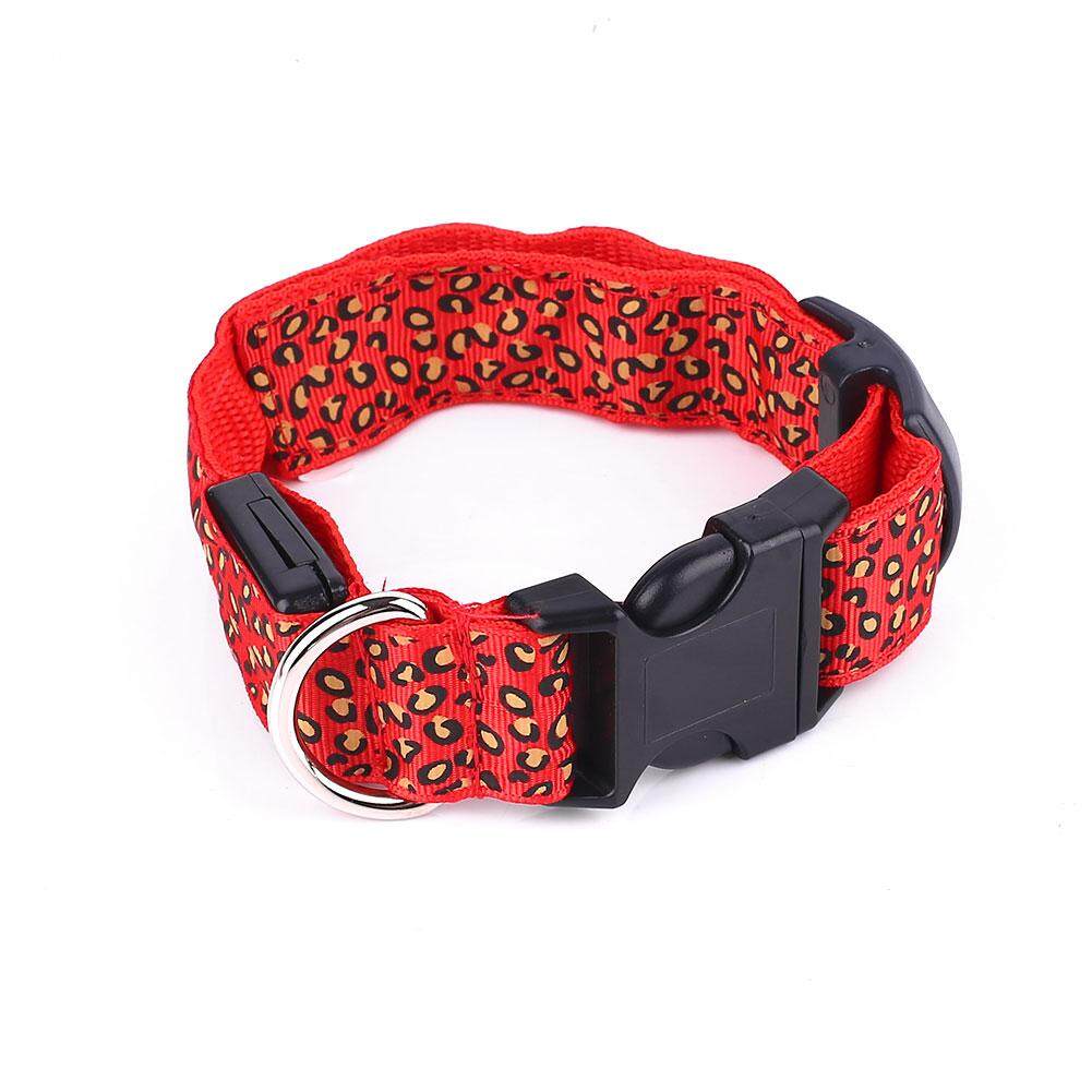LED Bercahaya Leopard Cetak PET Kalung Kalung Rantai Kalung Anjing Nilon Warna-warni-Internasional