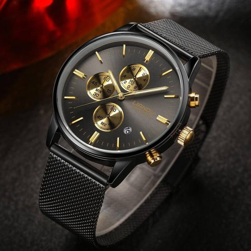 LIANDU Mens Business Luxury Chronograph Mesh Band Date Steel Watch Malaysia