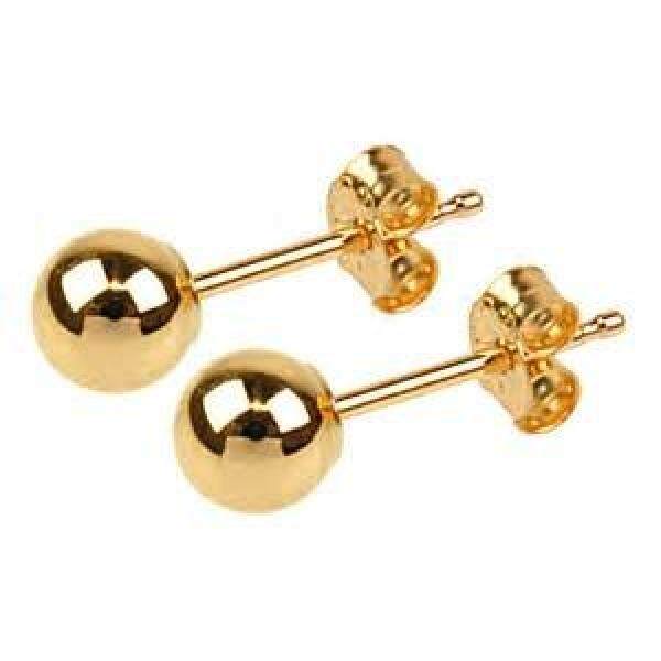 Seumur Hidup Perhiasan Stud Anting-Anting, Medium, 24 K Gold Lebih Semi Logam Mulia, bulat Manik-manik dengan Bedah Tiang Baja Membuatnya Aman untuk Paling Peka Telinga,. 2 Inches Diameter-Internasional