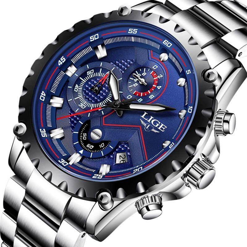LIGE Watch Men Fashion Sports Quartz Clock Mens Watches Top Brand Luxury Full Steel Casual Waterproof Business Watch LG9821 Malaysia