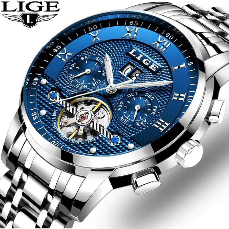 LIGE Watch Men Luxury Brand Tourbillon Automatic Mechanical Watches Men Casual Business Waterproof Wrist Watch Relogio Masculino Malaysia