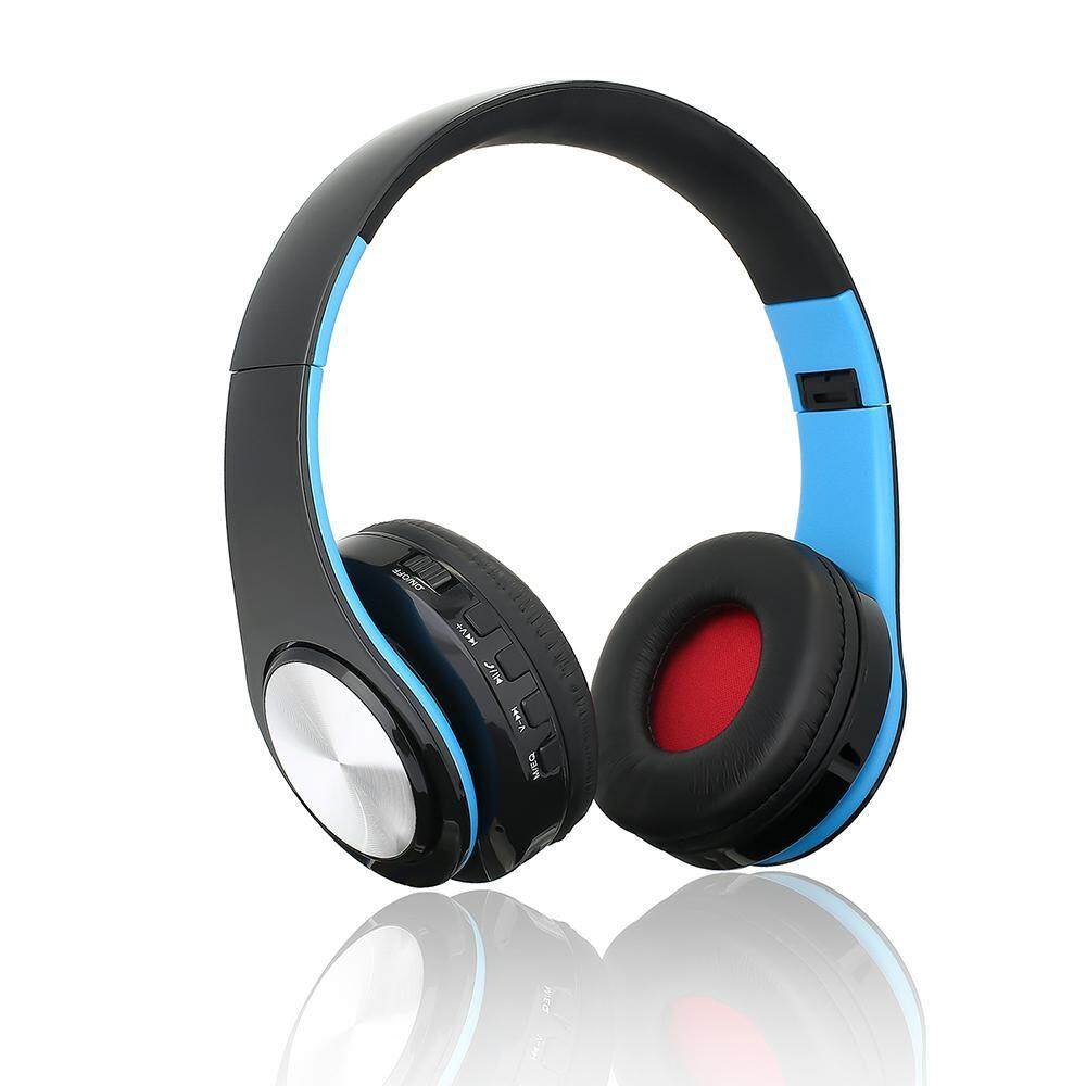 LingTud Bluetooth Headset, Foldable Over-ear Wireless Wired Stereo Headphone Support TF Card Noise Cancelling Built-in Microphone Hands-free Phone Calling Sports PC Gaming Earphone - intl