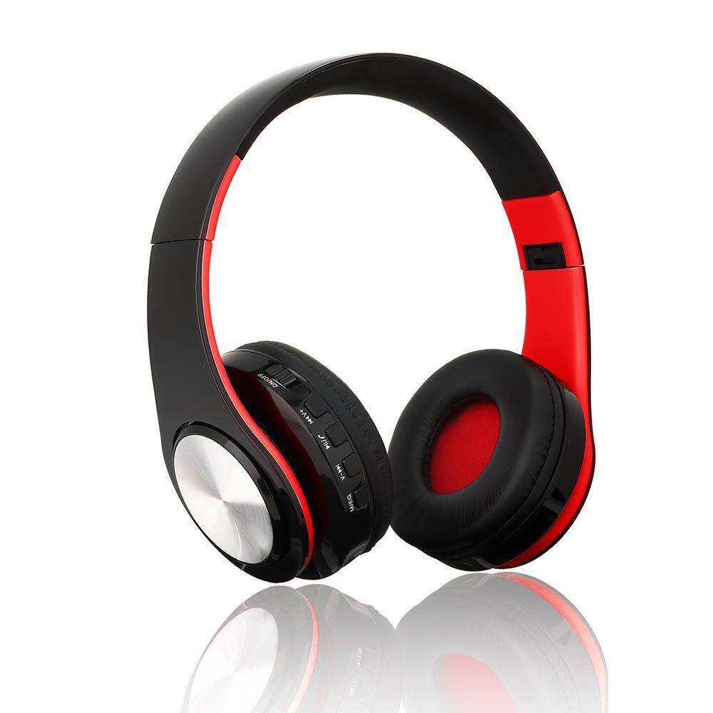 LingTud Bluetooth Headset, Foldable Over-ear Wireless Wired Stereo Headphone Support TF Card Noise Cancelling Built-in Microphone Hands-free Phone Calling Sports PC Gaming Earphone - intl