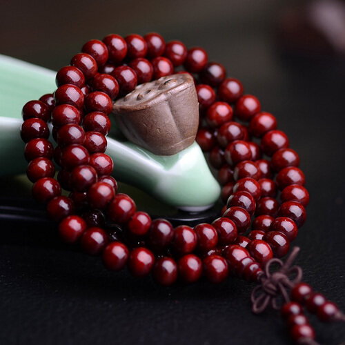 Sedikit Daun Cendana Merah Di Kayu Polos India Beberapa Pria dan Wanita Pecinta Tangan Tali Gelang Budha tasbih Manik 6 MMS 8 MMS 108216-Internasional
