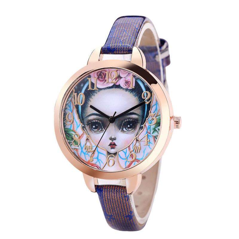 Luxury Fashion Leather Band Analog Quartz Round Wrist Watches Purple Malaysia