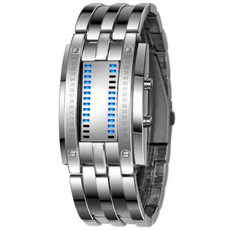 Luxury Mens Stainless Steel Date Digital LED Bracelet Sport Watches Silver Malaysia