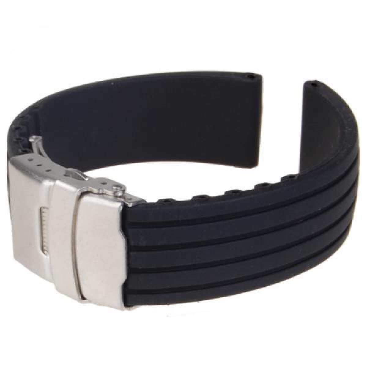 MagiDeal Black Silicone Rubber Watch Strap Band Deployment Buckle Waterproof 22mm Malaysia