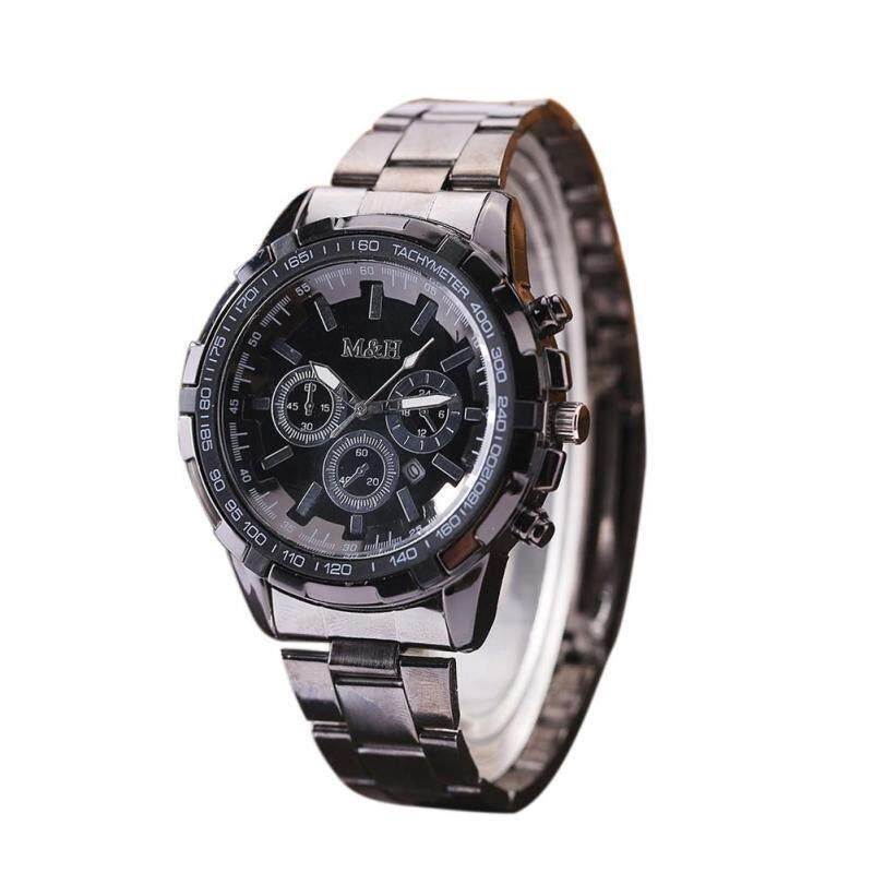 Man Double Dial Gauge Steel Belt Three Eye Six Needle Quarts Watch(Not Specified)-one size Malaysia
