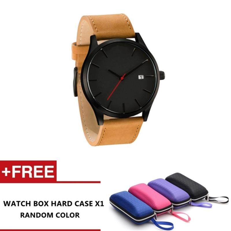 Mastica Mens Fashion Leather Band Wrist Watch Quartz Watch (Khaki) Malaysia