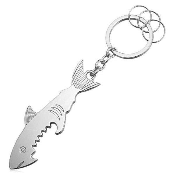 Pria Keren Hiu Keytag Paduan Logam Platina Keyrings-Utama Gantungan Kunci dengan 3 Kunci Kecil Cincin-Intl