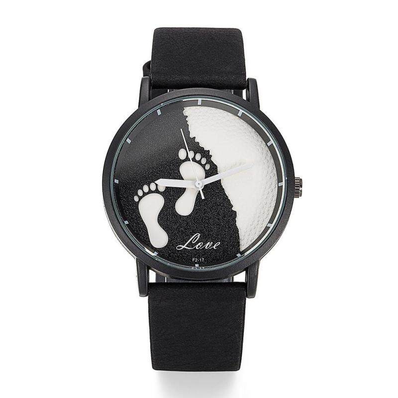 Men Three-dimensional Effect Foot Prints Fashionable Wrist Watch(Black) Malaysia