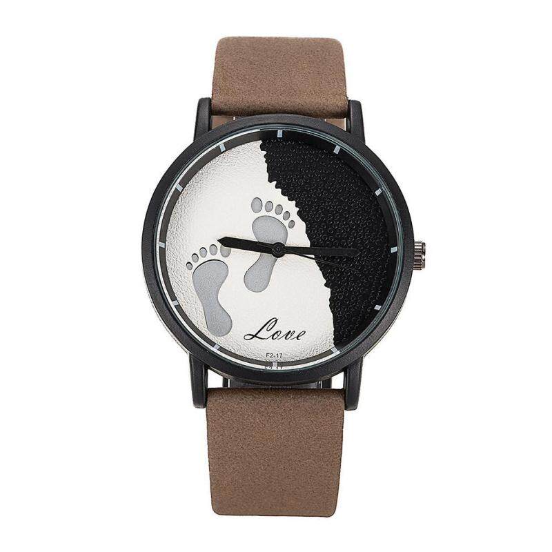 Men Three-dimensional Effect Foot Prints Fashionable Wrist Watch(Brown) Malaysia