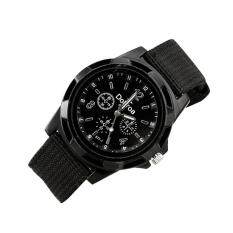 Mens Fashion Sport Braided Canvas Belt Watch Analog Wrist Watch Black Malaysia