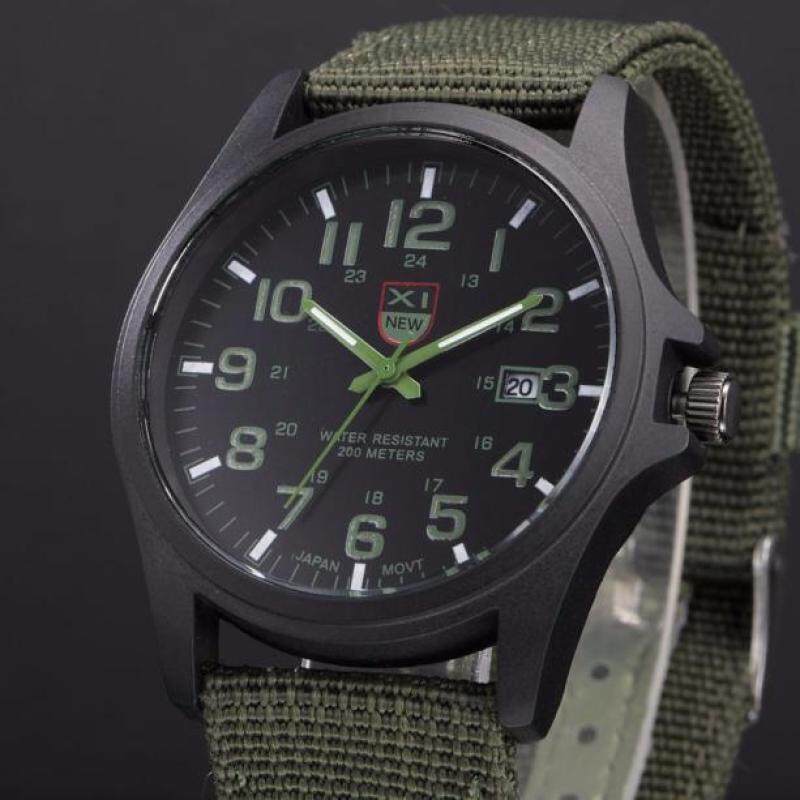 Mens Date Stainless Steel Military Sports Analog Quartz Army Wrist Watch Green Malaysia