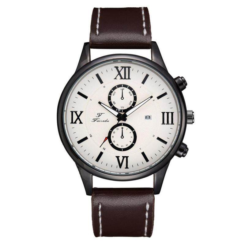 Mens Roman Scale Trend Quartz Watch Leisure Business Watch(Dark Brown) Malaysia