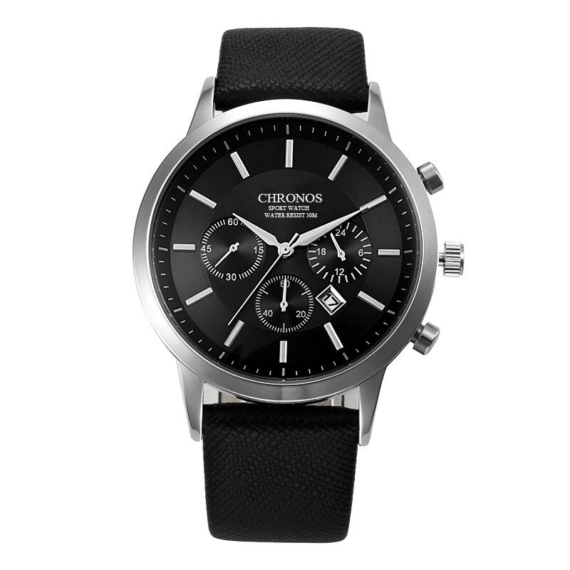 Mens Watches Top Brand Luxury CHRONOS Leather Waterproof Military Date Casual Quartz Wristwatches for Man Sport Orologio Uomo 2314 Malaysia