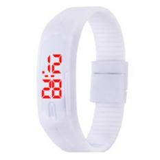 Mens Womens Kids Rubber LED Watch Date Sports Bracelet Digital Wrist Watch LED Watch Fashion Sport Digital Watch Silicone Running Bracelet Watch for Women Men Kids Wristwatch (White) Malaysia