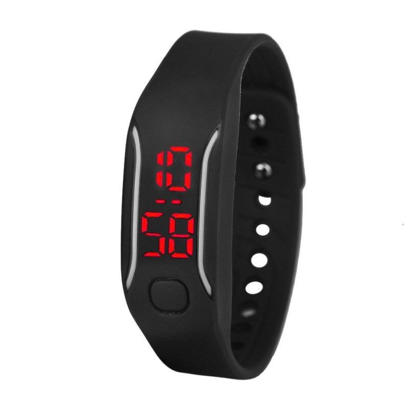 Mens Womens Silicone LED Watch Date Sports Bracelet Digital Wrist Watch Black Malaysia