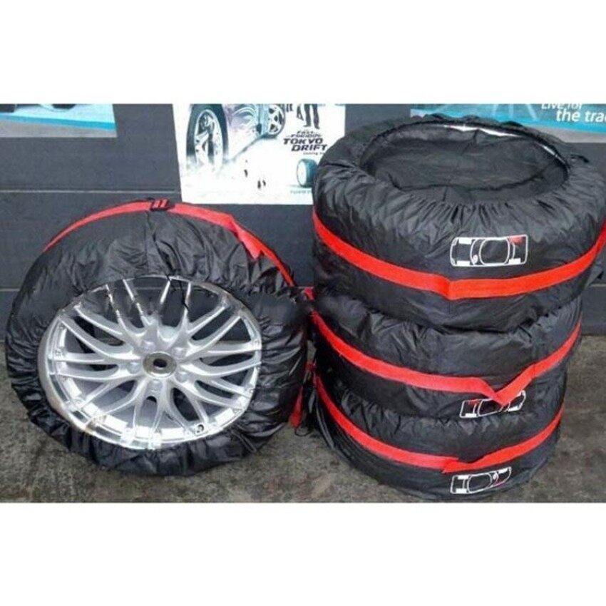 MHS 4 Pcs Kendaraan Mobil Roda Ban Penutup Pelindung Tas Carry Tote Orange