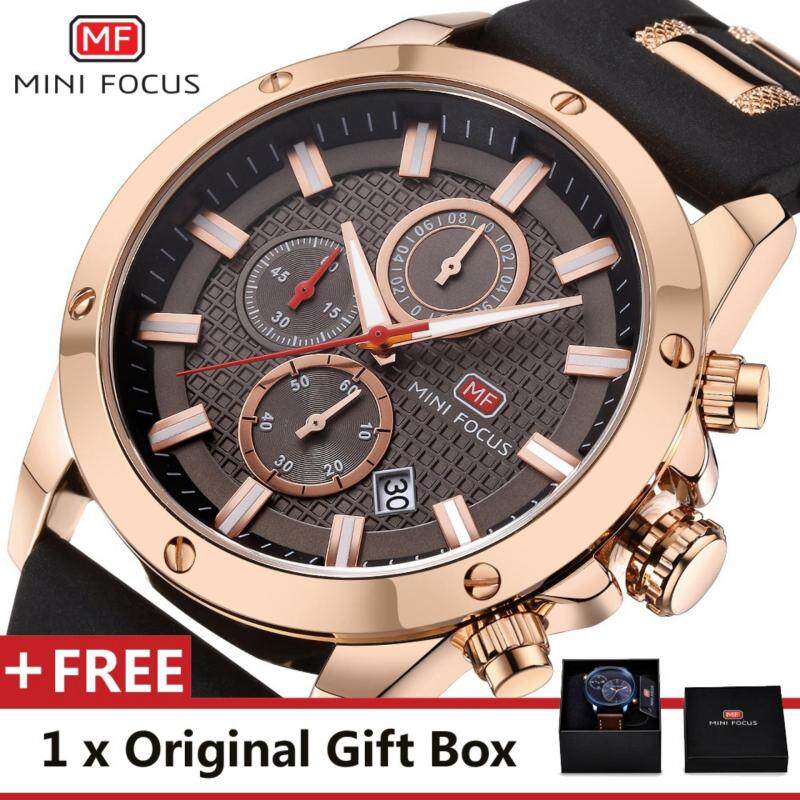 MINI FOCUS Top Luxury Brand Watch Famous Fashion Sports Cool Men Quartz Watches Calendar Waterproof Leather Wristwatch For Male MF0089G.01_FZ1 Malaysia