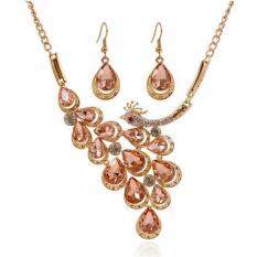 Missing U Gold Plated Gemstone & Crystal Womens Vintage Wedding Party Rhinestone Necklace & Earrings Jewelry Sets