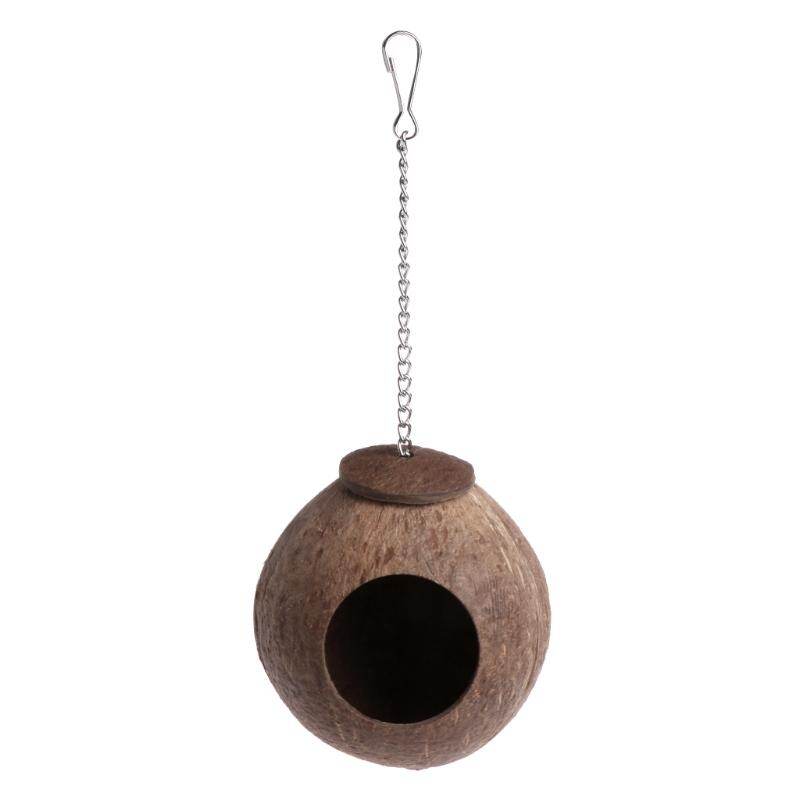 Natural Coconut Bird Nest House Hut Cage Toy Pet Parrot Budgie Parakeet Cockatiel Conure