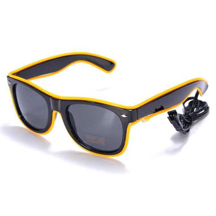 Neon El Wire LED Sound Control Light Up Shutter Shaped Eyewear Costume Yellow