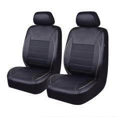 HORSE KINGDOM Universal Car Seat Covers Faux Leather With Air-mesh Orange For Women,Girls,Cars Trucks,Suvs,Sedans Breathable Airbag Compatible Full Black