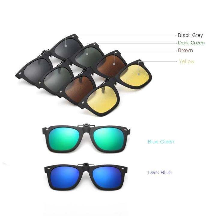 New Arrival Clip On Sunglasses Unisex Polarized Glasses Anti-Reflective Lens Sun Driving Glasses Fishing Cycling Eyewear Goggles Yellow