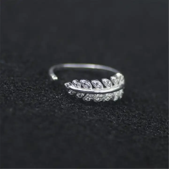New Arrival Silver Plated Rings For Women Girl Jewelry Crystal Stone Leafs Rings Adjustable Ring Engagement Ring Lazada