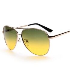NiceCare High-end Men's driving glasses day night dual-use night vision Goggle polarized sunglasses UV400 100% UV protection glasses (Gold Frame NO.4)