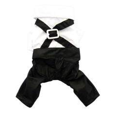 Nonvoful Kecil Pet Anjing Pakaian Gaya Barat Pria Perapi Bow TieBlazer Puppy Kostum (Hitam And White, L) -Intl