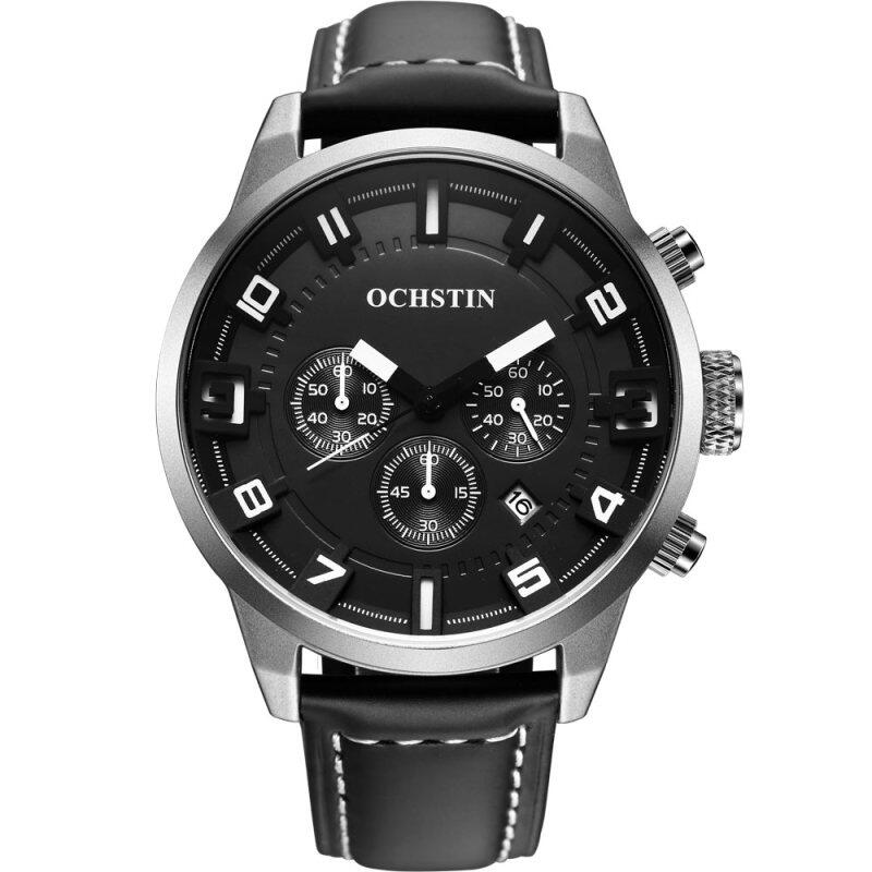 OCHSTIN GQ049 Genuine Leather Strap Steel Case Sport Man Chronograph Wrist Quartz Watch Malaysia