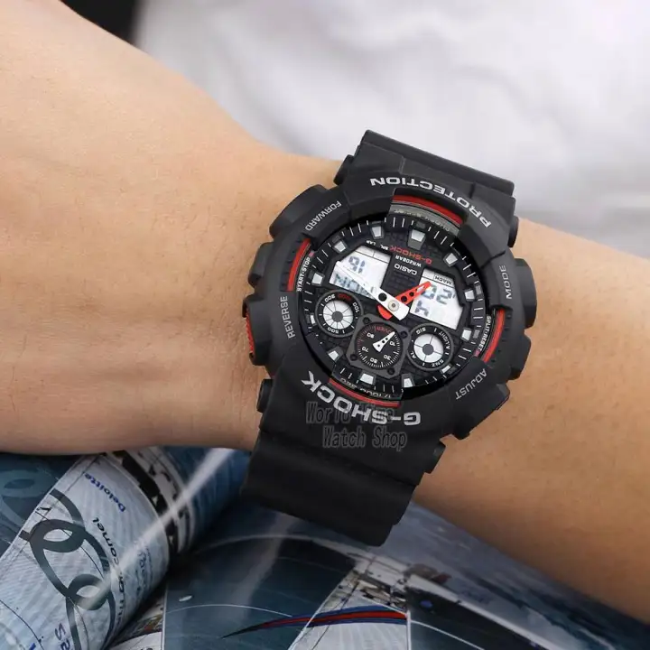 g shock ga 100 black red