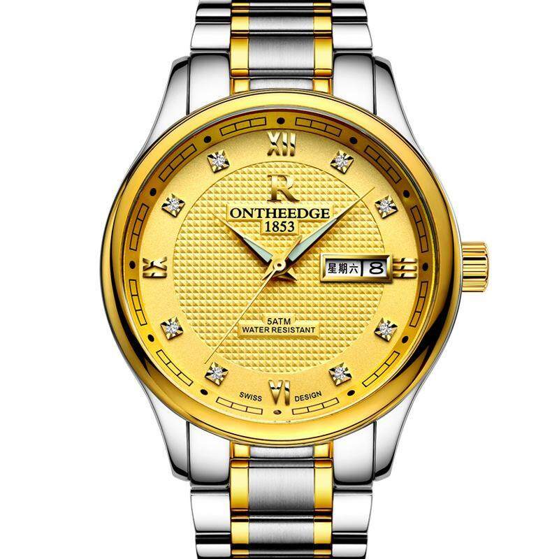 ONTHEEDGE Luxury Fashion Stainless Steel Band Mens Watch Wrist Watch Waterproof Rhinestones Dial Malaysia