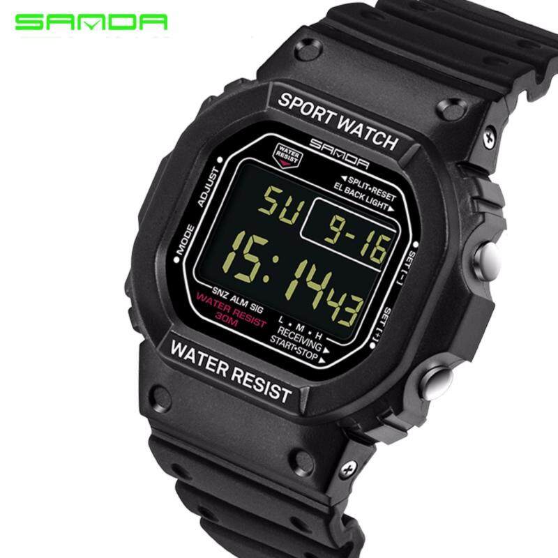Original SANDA 329 Classic C Style Waterproof Outdoor Sports Men Shockproof Digital Watch (Full Black) Malaysia