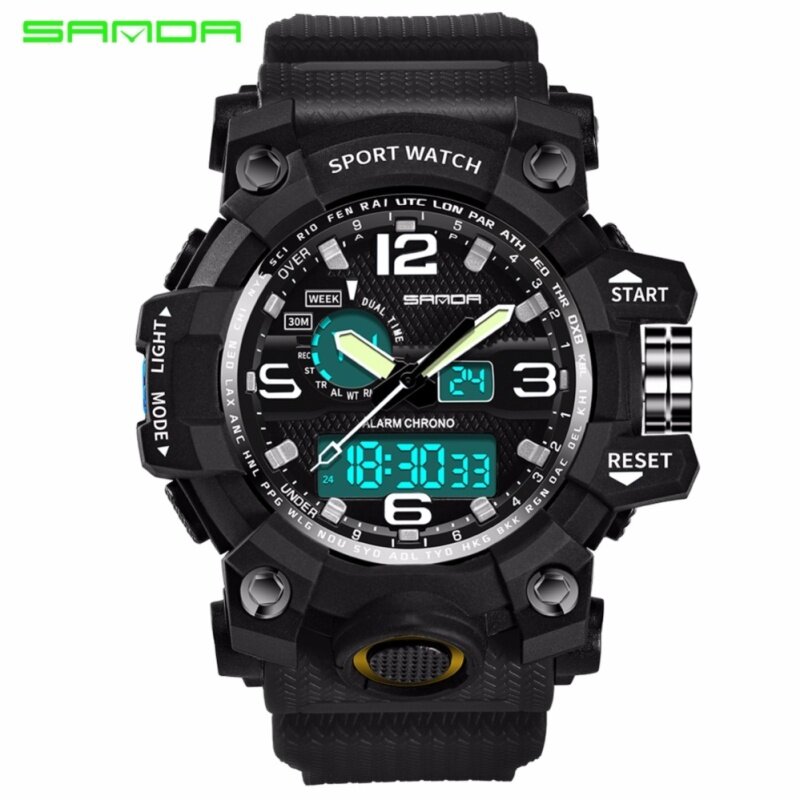 Original SANDA 742 G Style Military Waterproof Outdoor Sports Mens Shockproof Digital Watch (Full Black) Malaysia