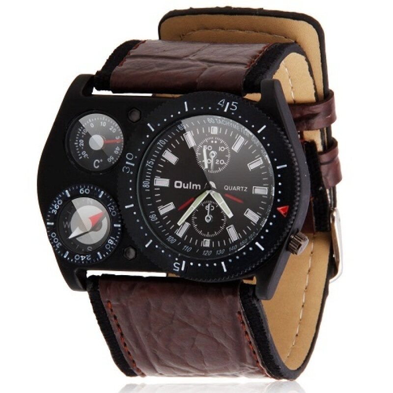 OULM Mens Luxury Sports Compass Thermometer Military Army Quartz Wrist Watch Brown New SPK-3011 Malaysia