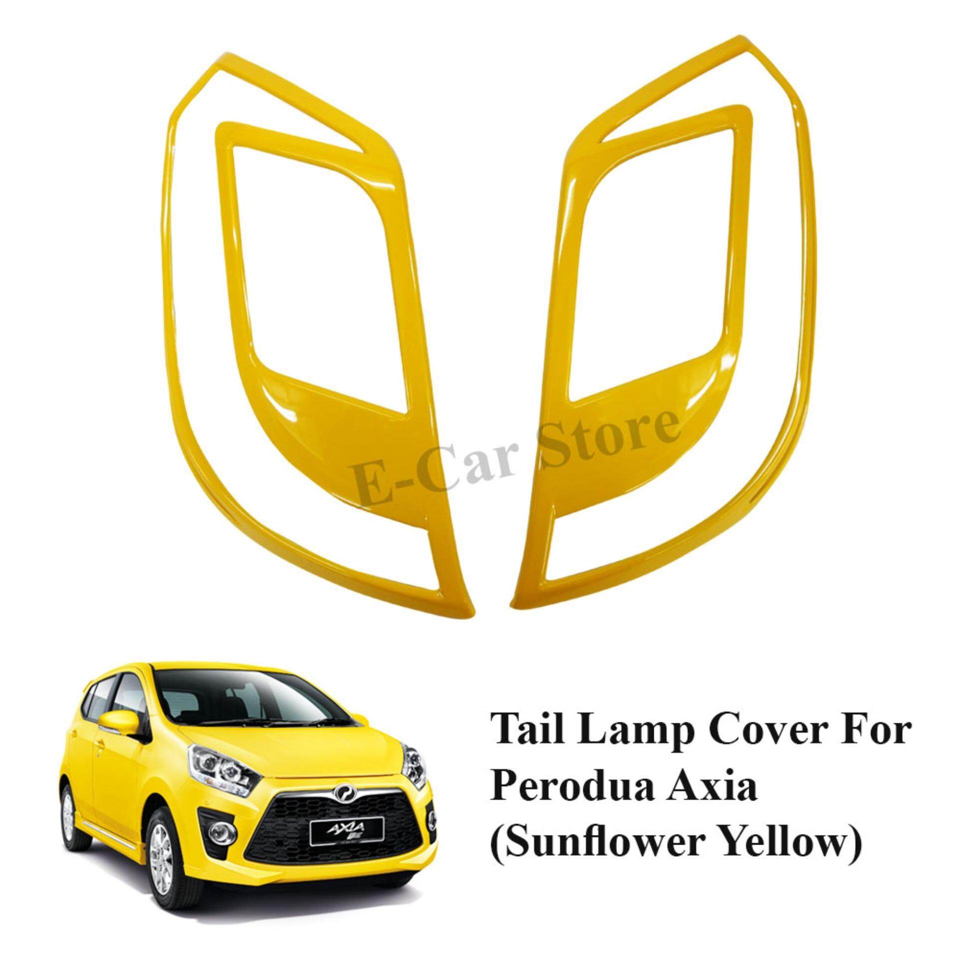 Perodua AXIA Custom Fit ABS Belakang Mobil Penutup Lampu Belakang Trim-Bunga Matahari Kuning