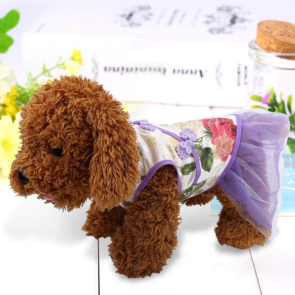 Peliharaan Anak Anjing Cheongsam Cina Gaya Gaun Rok Pakaian Kucing Anjing Pakaian Pakaian Kostum (S)-Internasional