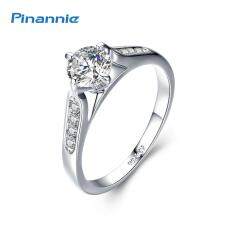 Pinannie 1ct Zirkonia Kubus Indah Lapis Emas Putih Cincin Pertunangan untuk Wanita