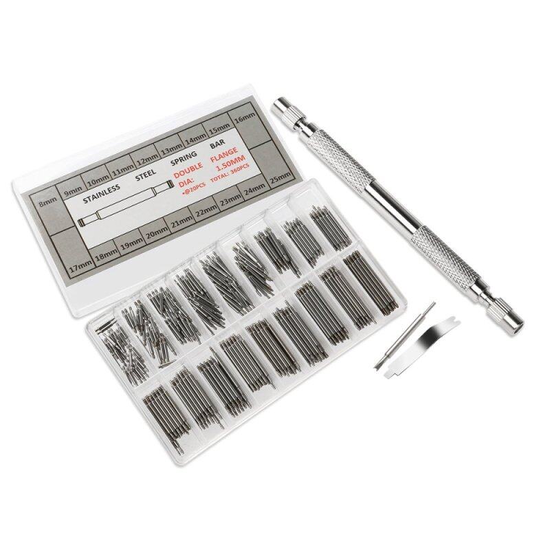 PIXNOR 360pcs 8-25mm Watch Band Stainless Steel Spring Bars Link Pins & Spring Bars Remover Repair Tool Set Malaysia
