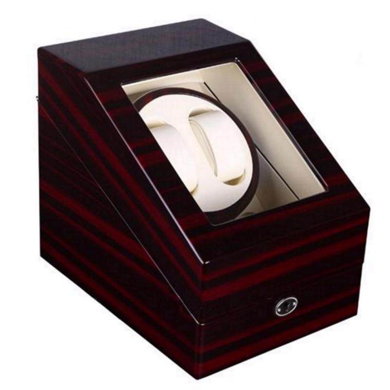 Premium Auto Watch Winder Automatic Rotate Watch Box 2+3 Wood + White PU Leather Malaysia