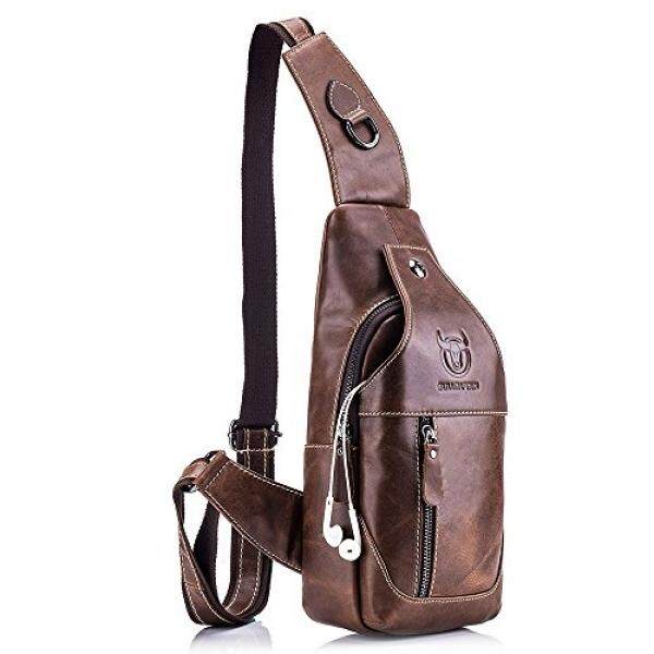 QUORA Men Genuine Leather Business Casual Brown Black Shoulder Crossbody Bag - intl