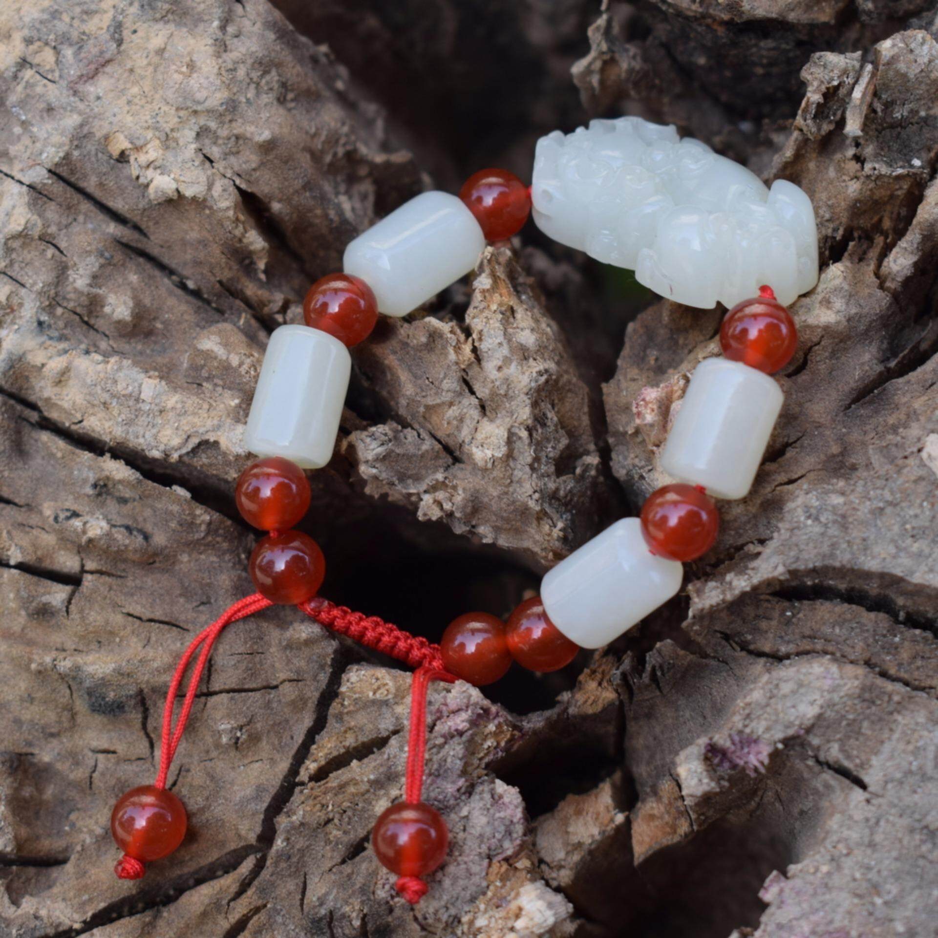 Merah Agate Manik Hetian Giok Gelang untuk Kekasih Alami Giok dari Tiongkok-Internasional