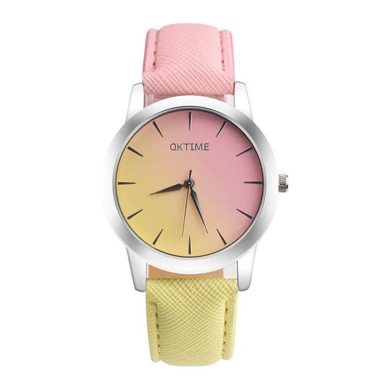 Retro Rainbow Design Leather Band Analog Alloy Quartz Wrist Watch Malaysia
