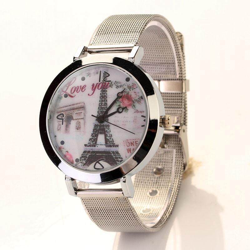 ROJEY Women Lady LOVE Eiffel Tower Round Quartz Analog Bracelet Wrist Watch -Silver Malaysia